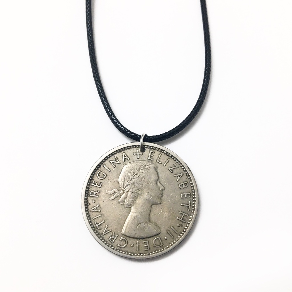 Young Queen Elizabeth Coin Necklace — 1966 Two Shillings